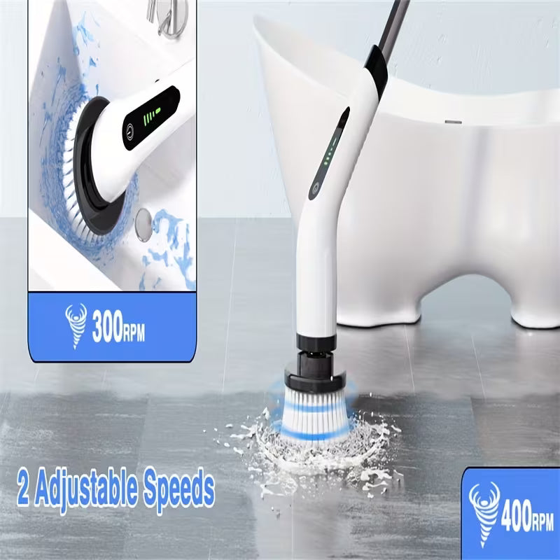 2026 Upgraded Cordless Electric Spin Scrubber, 7 Interchangeable Brush Heads with Adjustable Long Handle & Rechargeable Design