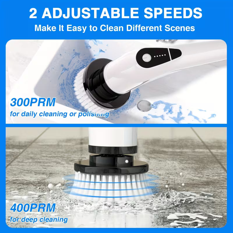 2026 Upgraded Cordless Electric Spin Scrubber, 7 Interchangeable Brush Heads with Adjustable Long Handle & Rechargeable Design