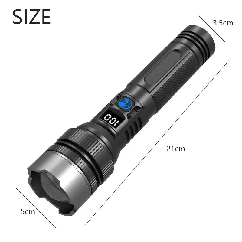 Buy 1 Get 1 Free, Total of 2pcs , 2-in-1 Strong Flashlight (Power Bank), Digital display ofpower, Rechargeable, Zoomable,, X4Waterproof,Adjustable Brightness Flash Light for Outdoor, Emergency,Camping Accessories