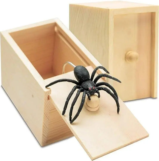 Original Spider Prank Box - Wooden Jump Scare Gag Gift for Adults, Valentine's day, April Fools & Halloween Pranks Kit, Funny Birthday Surprise Toy with Realistic Spider (Best Practical Joke for Men, Teens, Office)